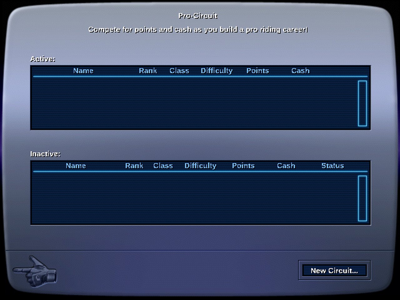 Pro Circuit career screen
