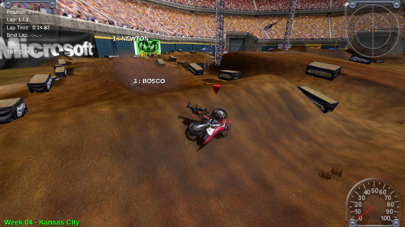 A rider thrown from the bike after a crash